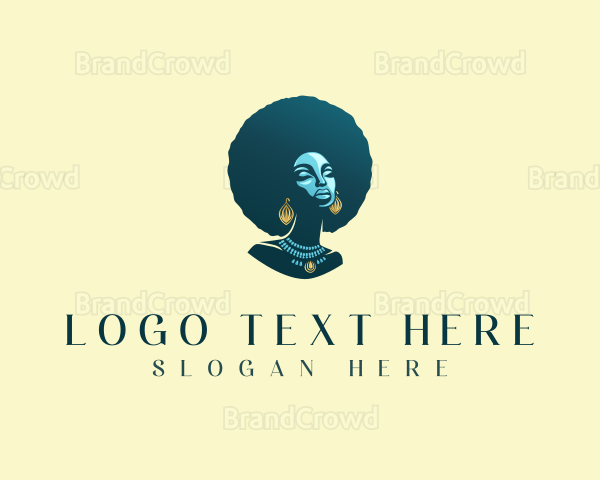 Beautiful Afro Hair Woman Logo