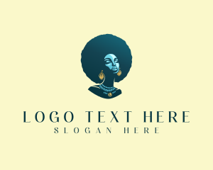 Beautiful Afro Hair Woman  logo design