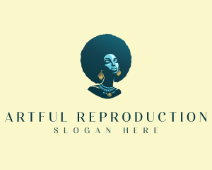 Afro Hair Woman Spa logo design