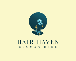 Hair - Beautiful Afro Hair Woman logo design