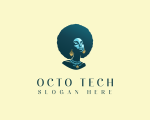 Afro Hair Woman Spa logo design