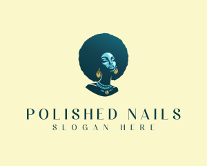 Afro Hair Woman Spa logo design