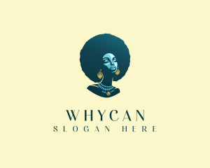 Beautiful Afro Hair Woman  logo design