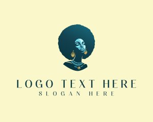 Hair - Beautiful Afro Hair Woman logo design