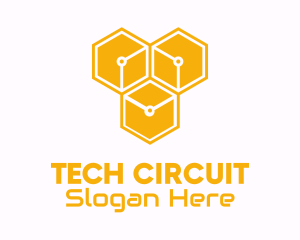 Yellow Circuitry Honeycomb logo design
