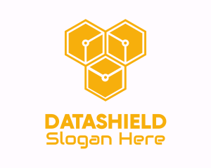 Data - Yellow Circuitry Honeycomb logo design