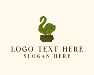 Animal - Swan Topiary Plant logo design