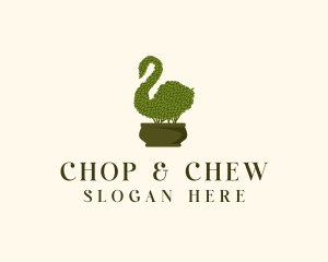Swan Topiary Plant Logo
