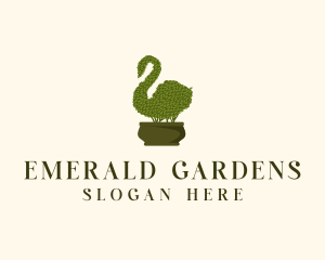 Swan Topiary Plant logo design