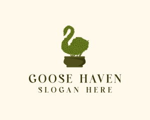 Swan Topiary Plant logo design