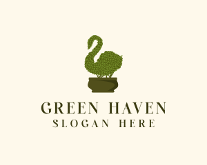 Topiary - Swan Topiary Plant logo design