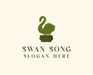 Swan Topiary Plant logo design