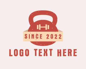 Trainer - Kettlebell Dumbbell Badge logo design