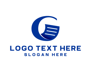 Writing - Blue Document Letter G logo design