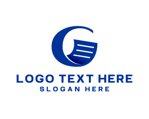 Document - Blue Document Letter G logo design