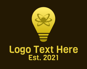 Electrician - Atom Light Bulb logo design