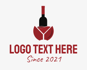 Cocktail Bar - Wine Liquor Bottle logo design