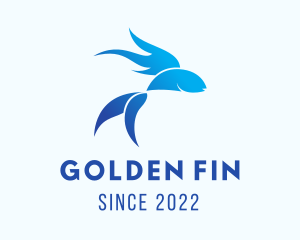 Goldfish - Blue Pet Fish logo design