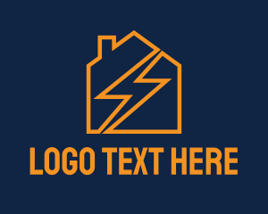 Orange - House Electric Line Art logo design