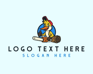 Tool - Chainsaw Woodpecker Bird logo design