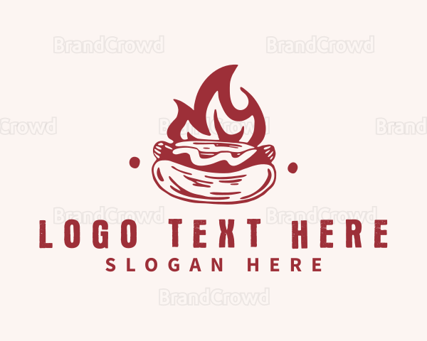 Hipster Flame Hot Dog Logo