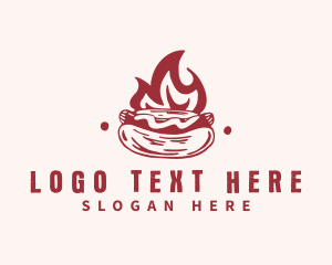 Grill Fork - Hipster Flame Hot Dog logo design