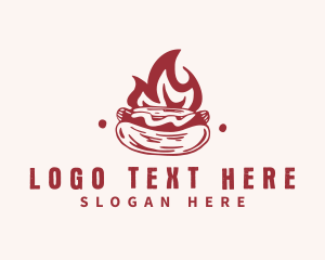 Sandwich - Hipster Flame Hot Dog logo design