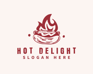 Hot Dog - Hipster Flame Hot Dog logo design