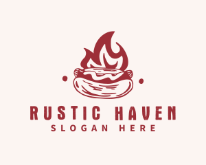 Hipster Flame Hot Dog  logo design