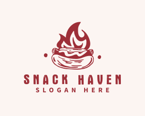 Hipster Flame Hot Dog  logo design