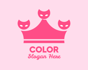 Feline - Pink Crown Kittens logo design