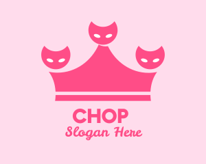 Cat - Pink Crown Kittens logo design