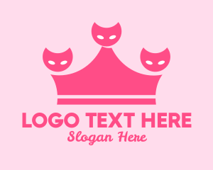 Pet Care - Pink Crown Kittens logo design