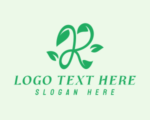 Plantation - Organic Leaf Letter R logo design