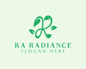 Organic Leaf Letter R logo design