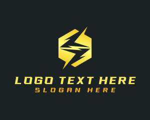 Hexagon - Thunderbolt Lightning Power logo design