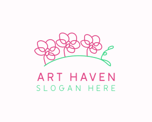 Simple Flower Line Art logo design