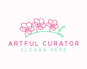 Simple Flower Line Art logo design