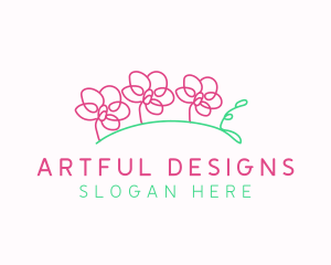 Simple Flower Line Art logo design