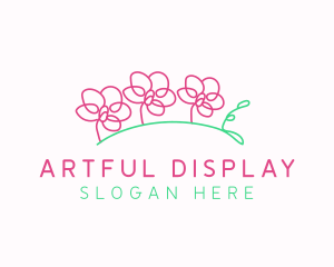 Simple Flower Line Art logo design