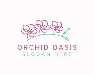 Simple Flower Line Art logo design