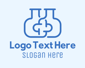 Medical Lab - Blue Flask Cross logo design