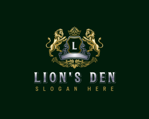 Royal Crown Shield Lion logo design