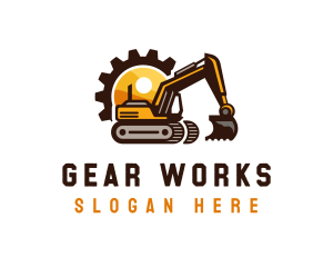 Construction Excavation Gear logo design