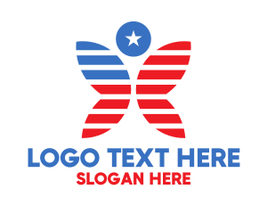 United States - Star Stripes Butterfly logo design