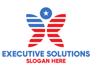 President - Star Stripes Butterfly logo design