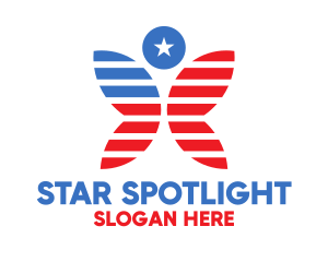 Star Stripes Butterfly logo design