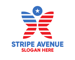 Star Stripes Butterfly logo design