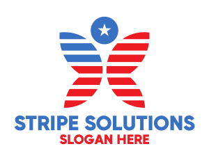 Star Stripes Butterfly logo design