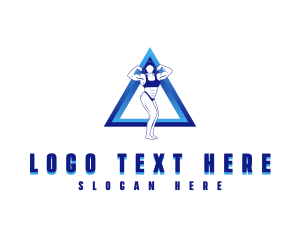 Pose - Muscular Woman Fitness logo design